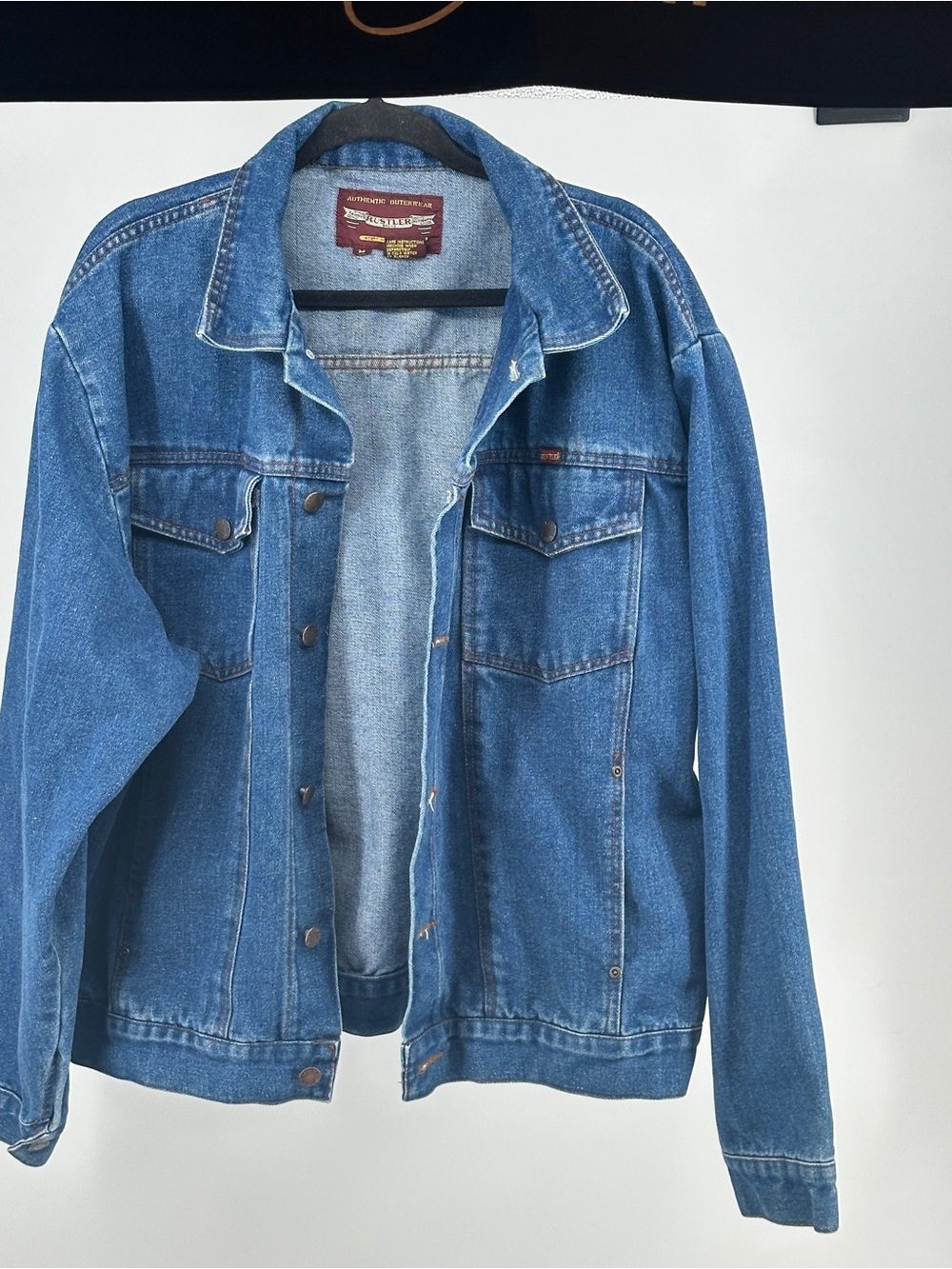 Vintage Men’s Medium Rustler Blue Denim Trucker Jacket Cotton